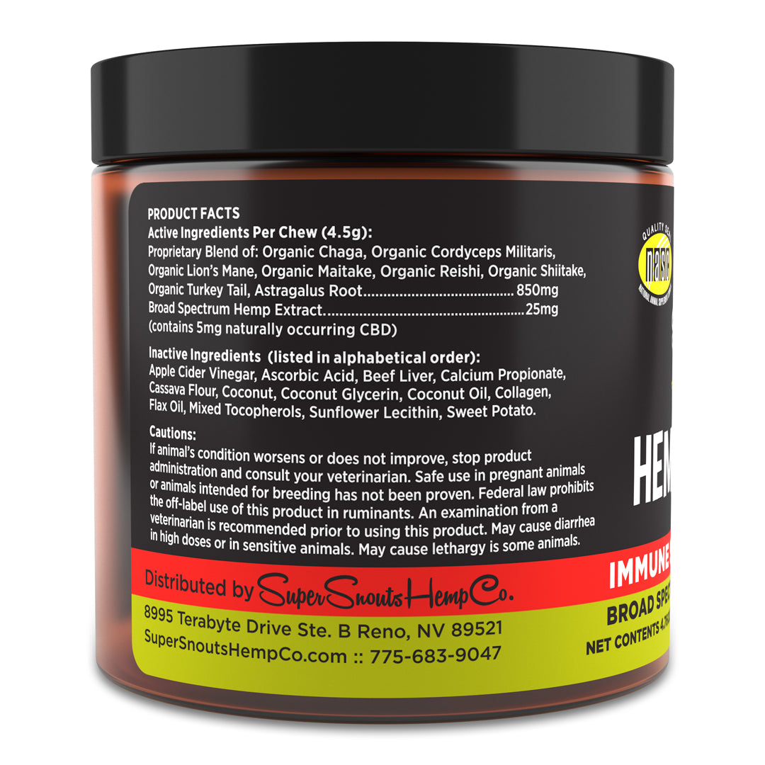 GRAIN FREE HEMP+SHROOM 30CT BROAD SPECTRUM IMMUNITY HEMP CHEWS